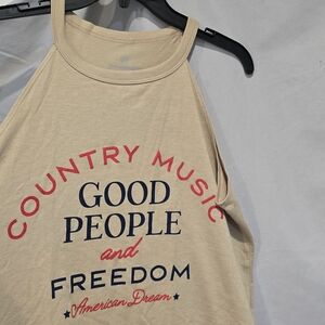 Good People and Freedom Graphic Tank Top - Beige
